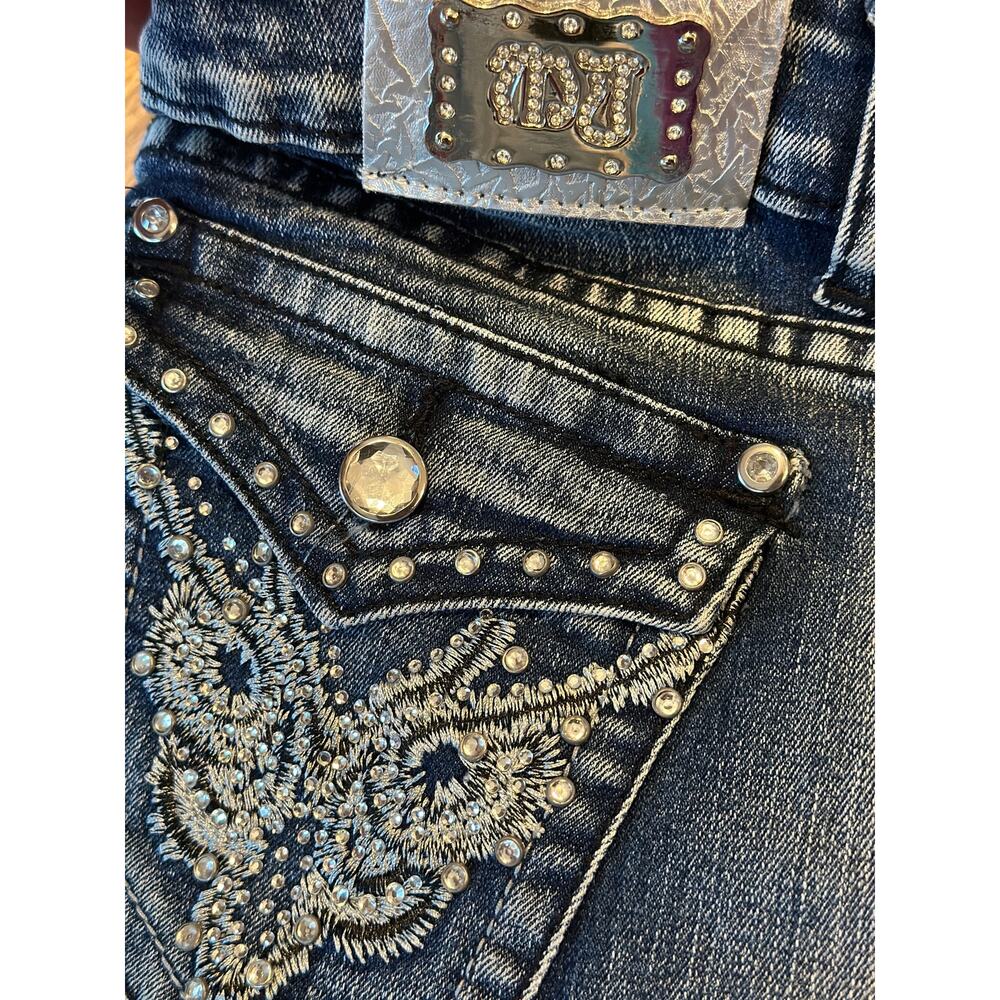 Vintage Y2K Montana Jeans Women's 9/10 Bedazzled Pockets Low-Rise Skinny Denim - Picture 7 of 10